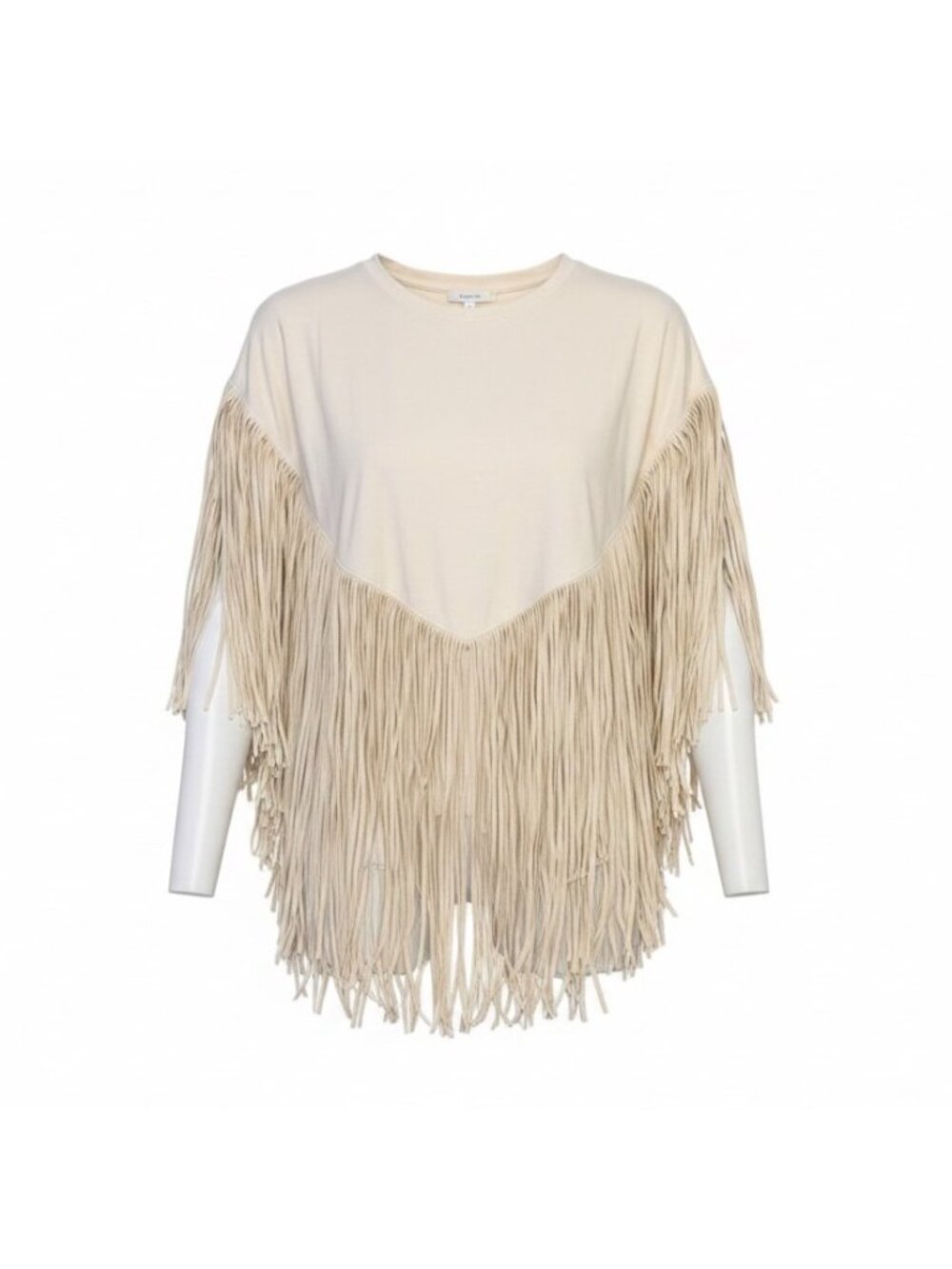 Boston Proper Womens Beige Fringe Poncho Top Size L/XL